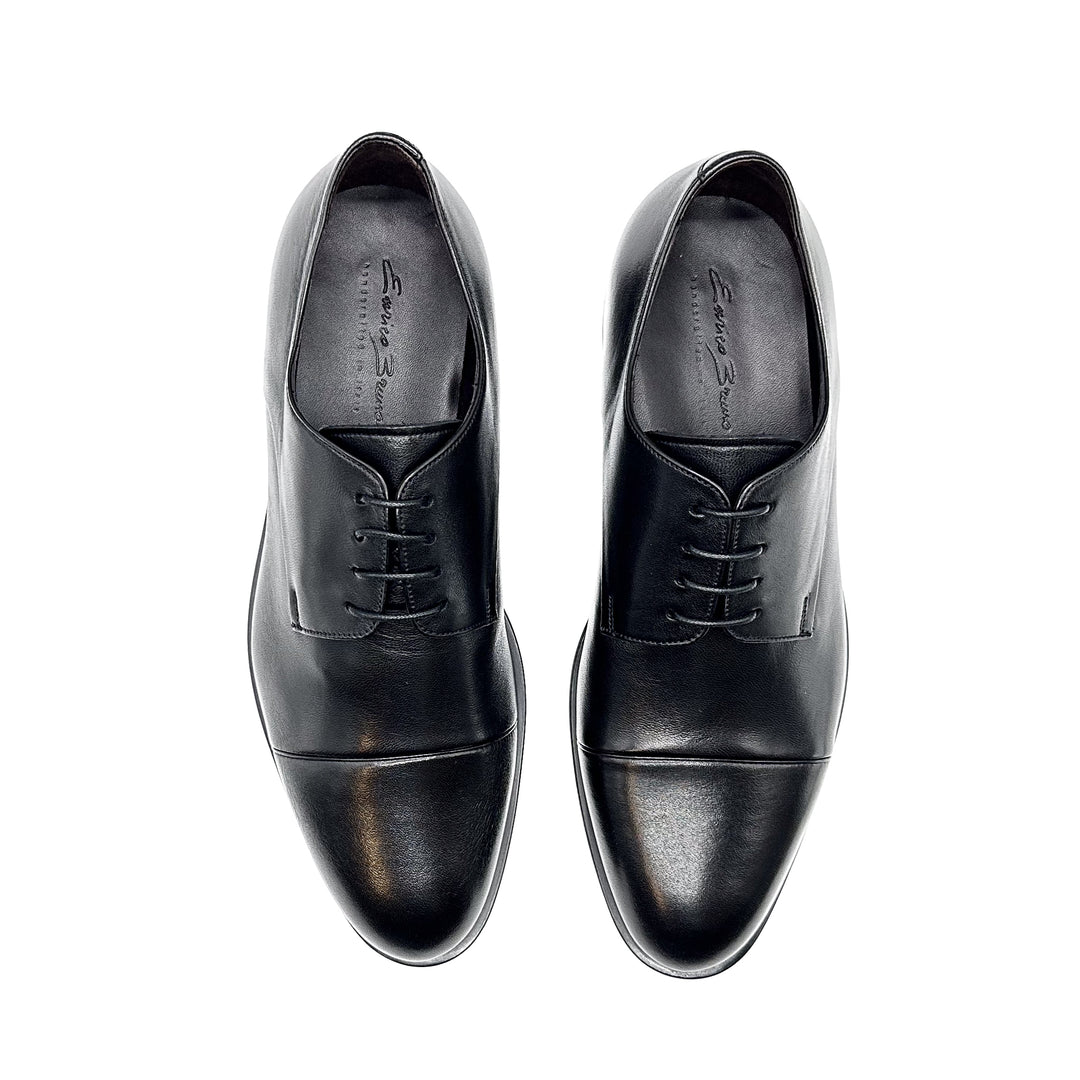 18570 Cap  Black Nappa Leather Derby Cap Toe