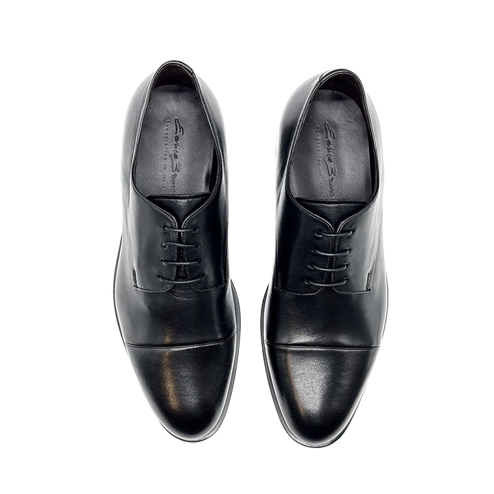 18570 Cap  Black Nappa Leather Derby Cap Toe