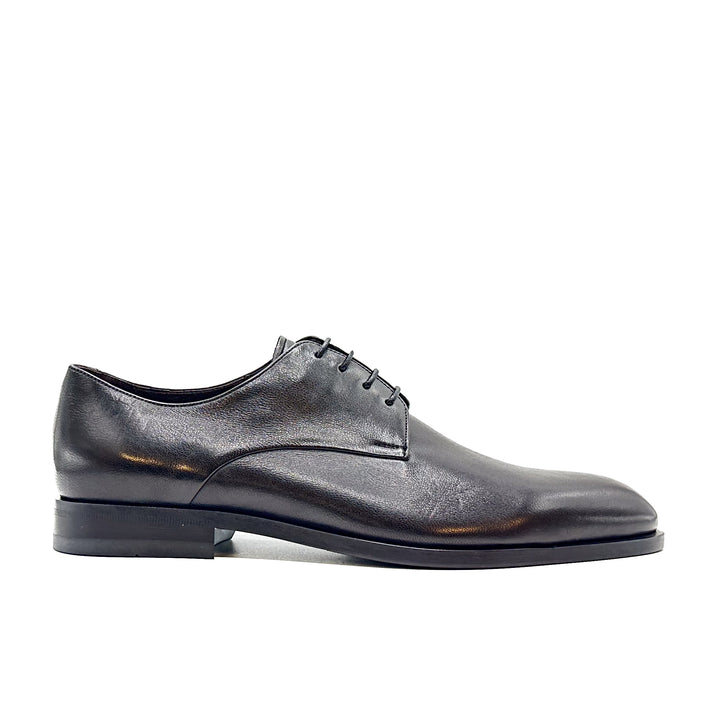 18570 - Black Nappa Leather Derby Plain Front
