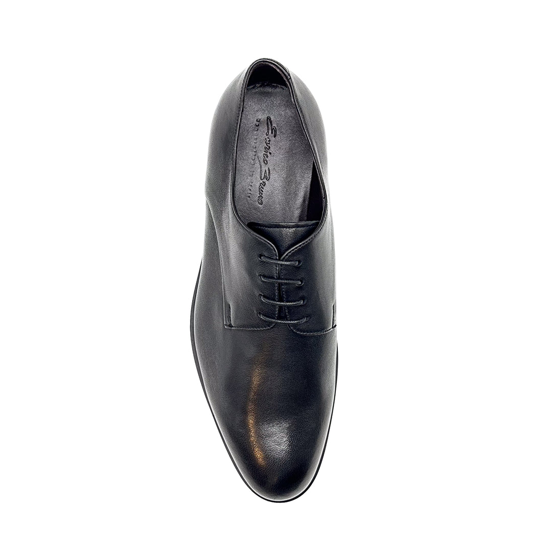 18570 - Black Nappa Leather Derby Plain Front