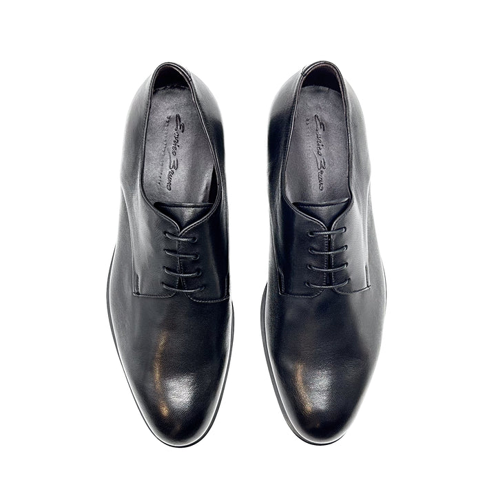 18570 - Black Nappa Leather Derby Plain Front