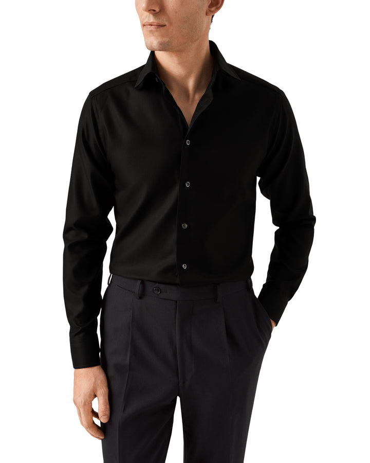 Slim Fit Textured Twill - Black