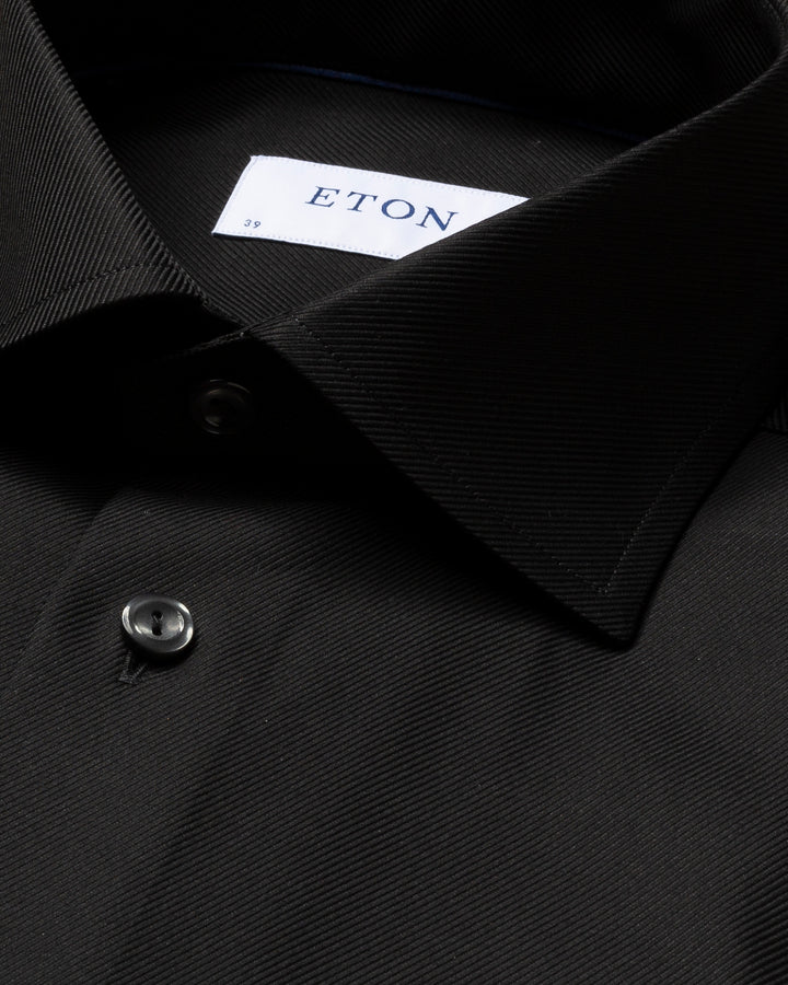 Slim Fit Textured Twill - Black