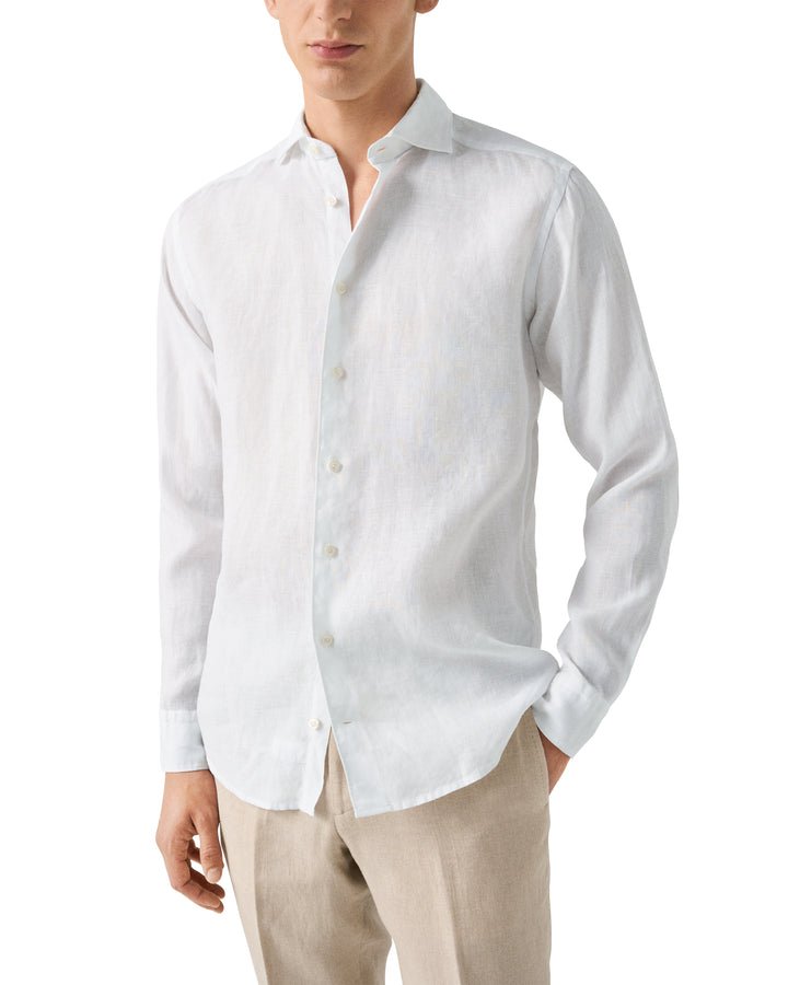 Contemporary Fit Casual Organic Linen - White