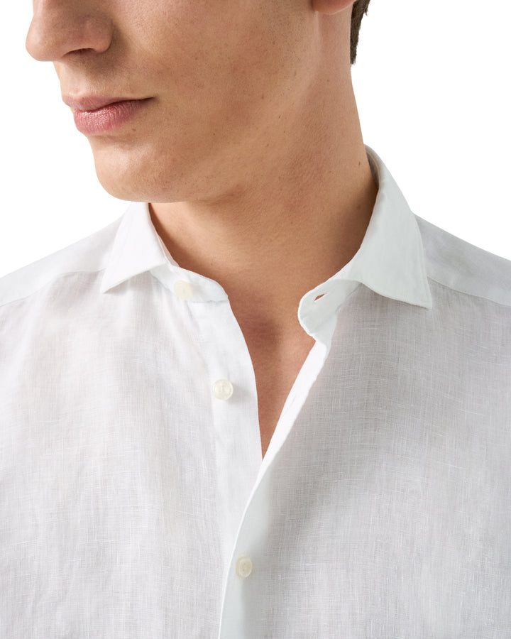 Contemporary Fit Casual Organic Linen - White