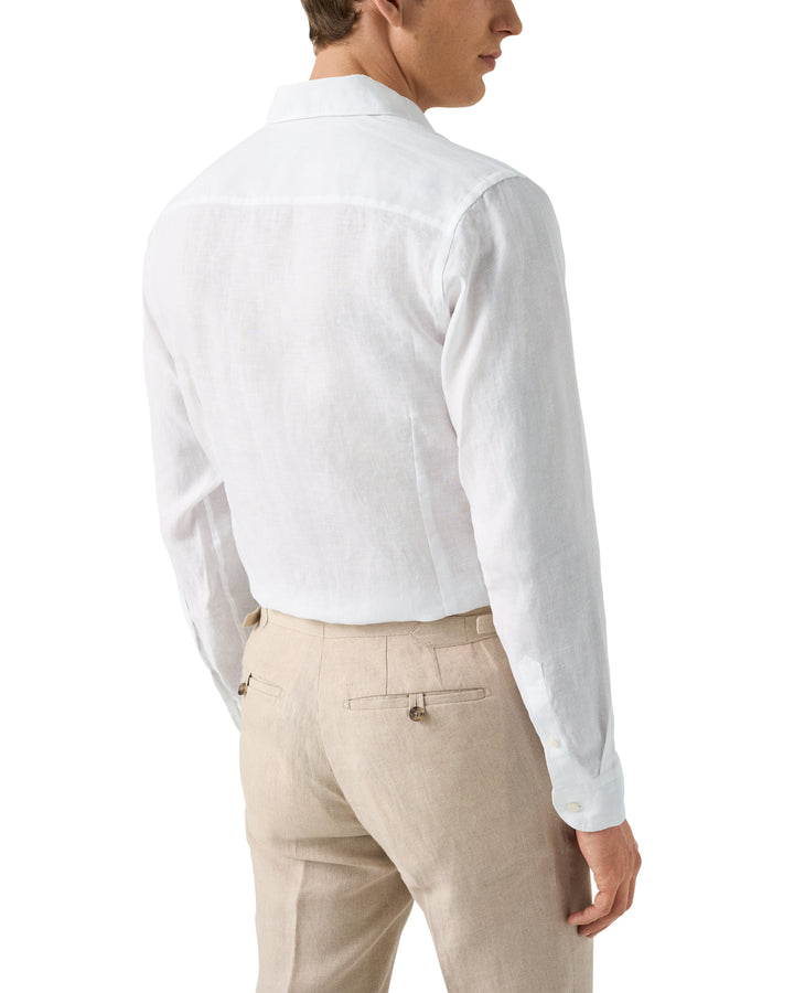 Contemporary Fit Casual Organic Linen - White