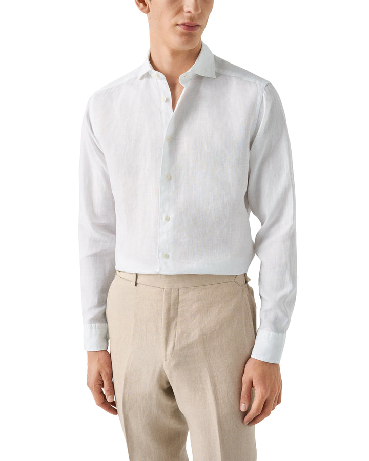 Contemporary Fit Casual Organic Linen - White