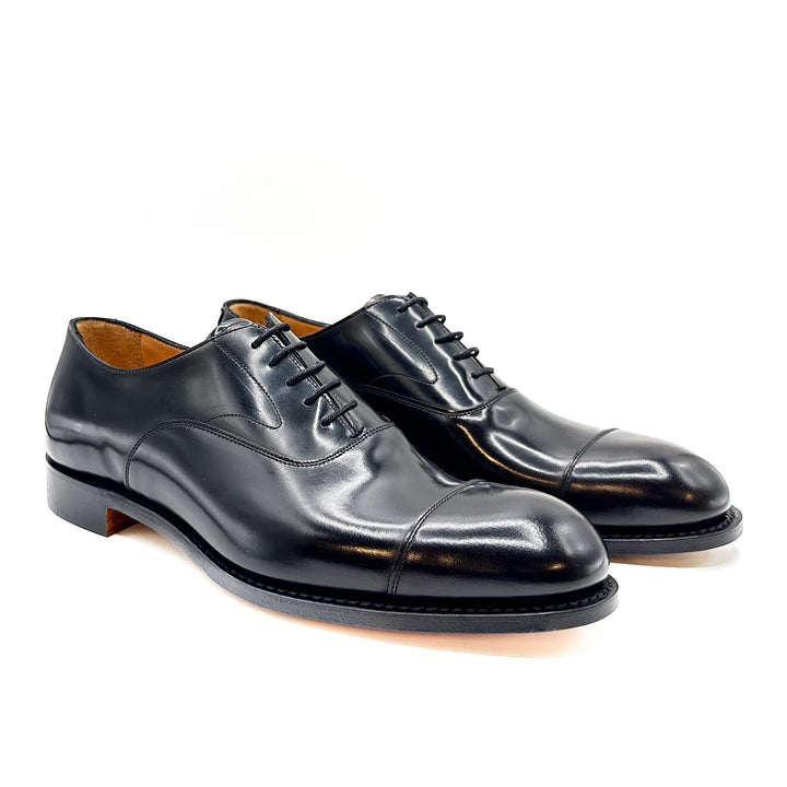 Alfred Black Polished Bookbinder Leather Oxford Cap Toe