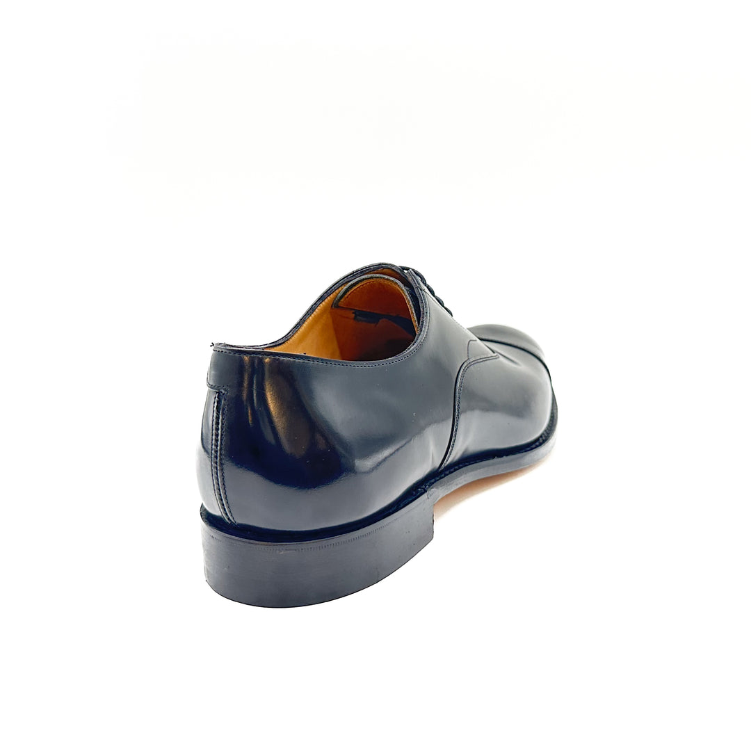 Alfred Black Polished Bookbinder Leather Oxford Cap Toe