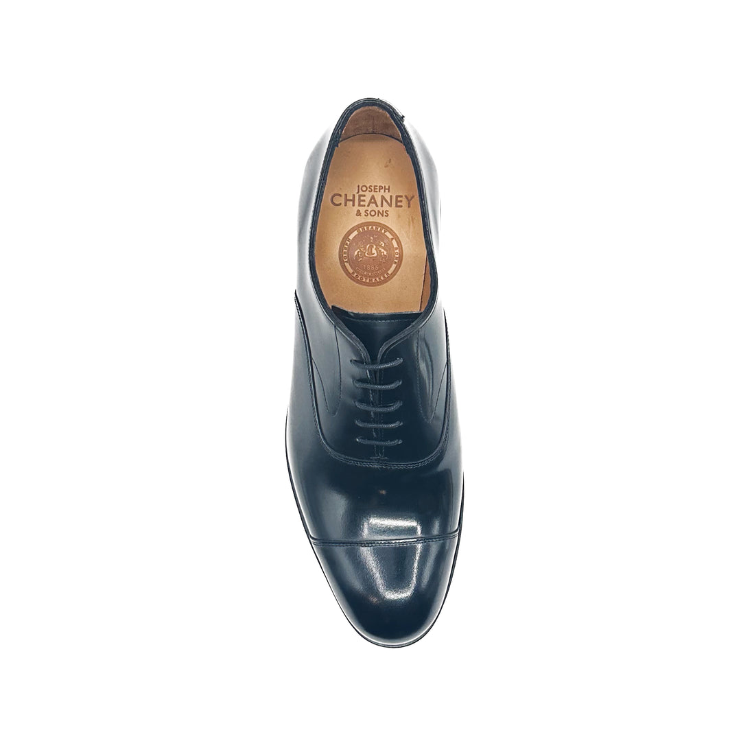 Alfred Black Polished Bookbinder Leather Oxford Cap Toe