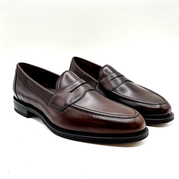 Imperial Dark Brown Calf Leather Penny Loafer Rubber Sole