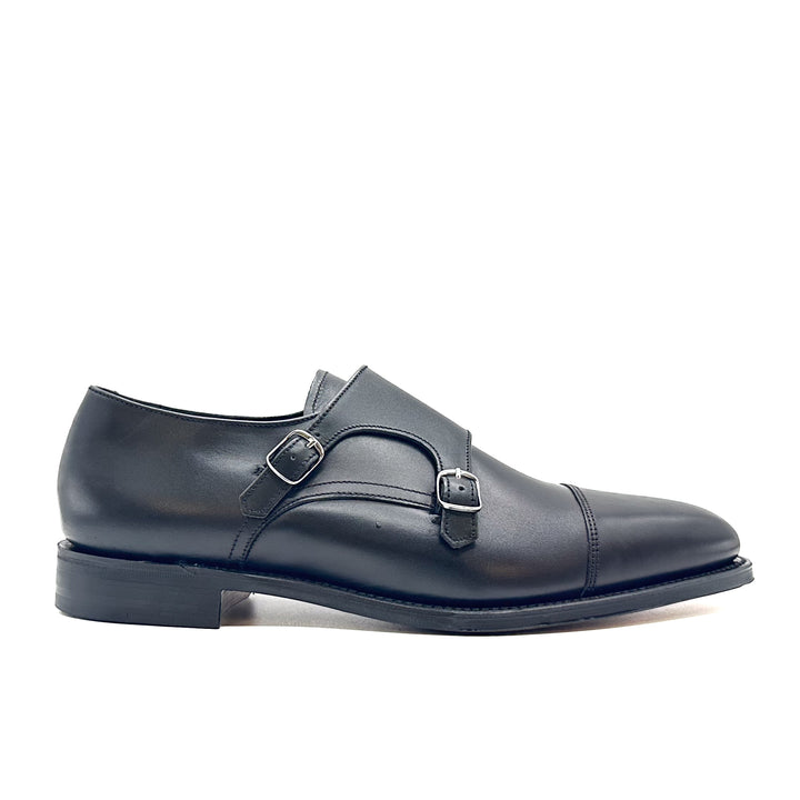 Cannon Black Calf Leather Double Monk