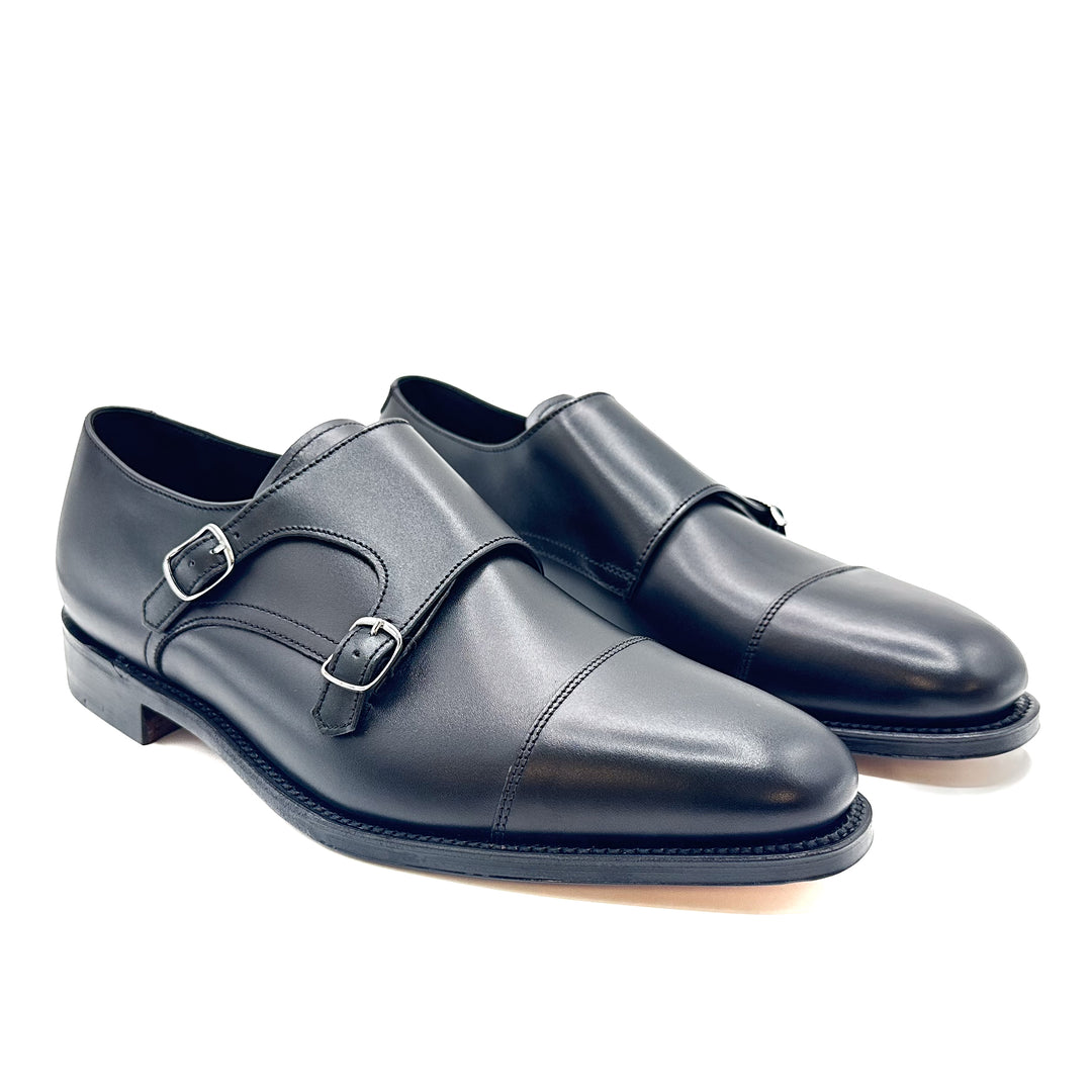 Cannon Black Calf Leather Double Monk