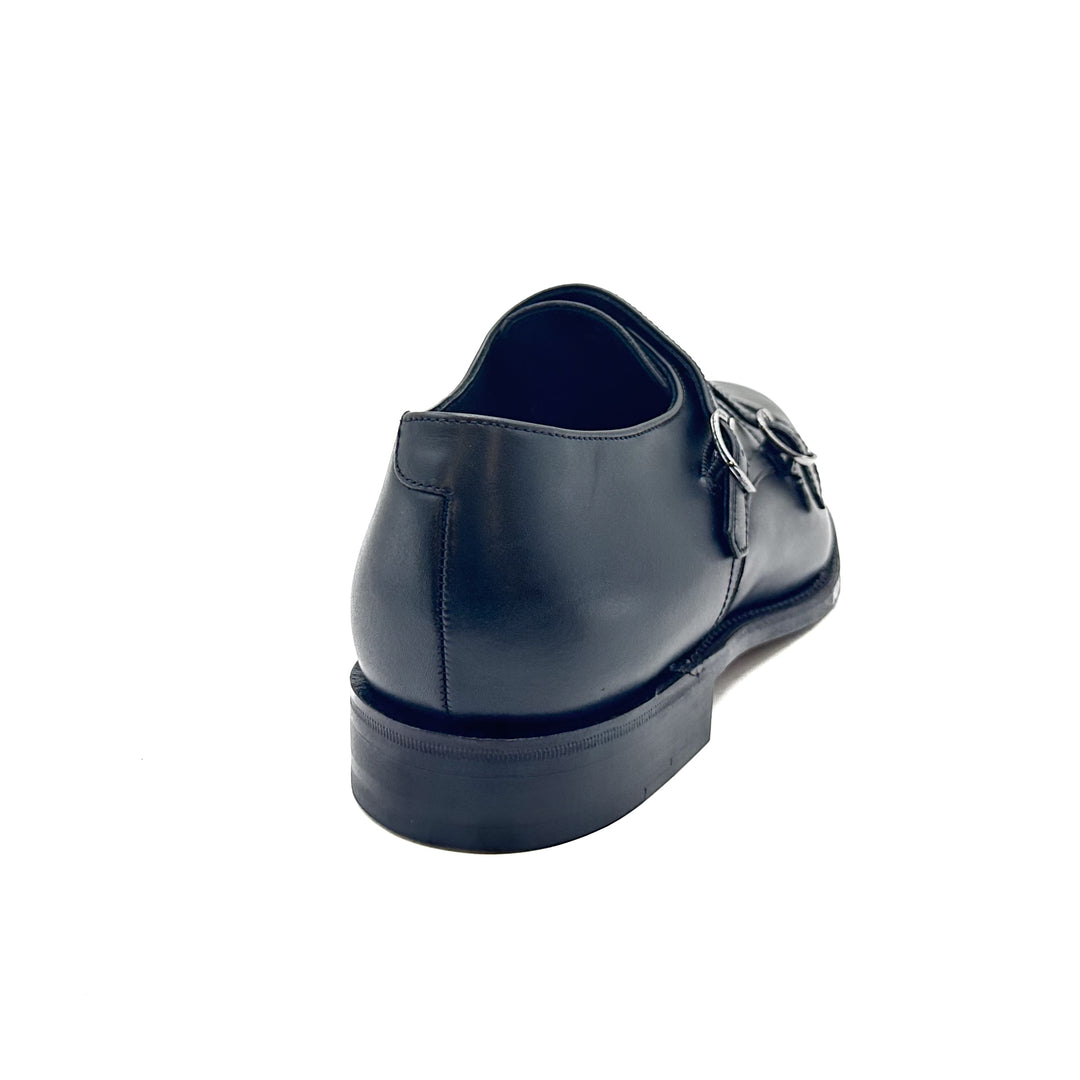 Cannon Black Calf Leather Double Monk