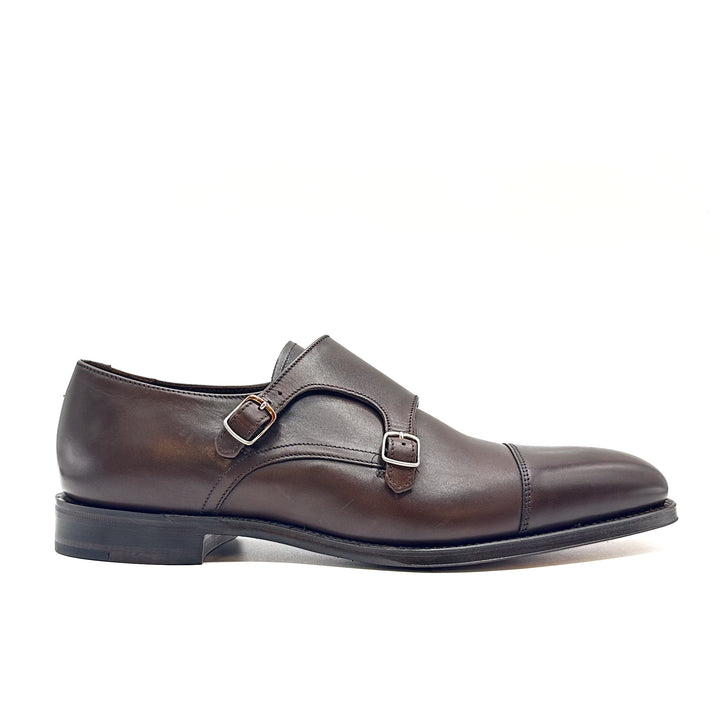 Cannon Dark Brown Burnished Calf Leather Double Monk