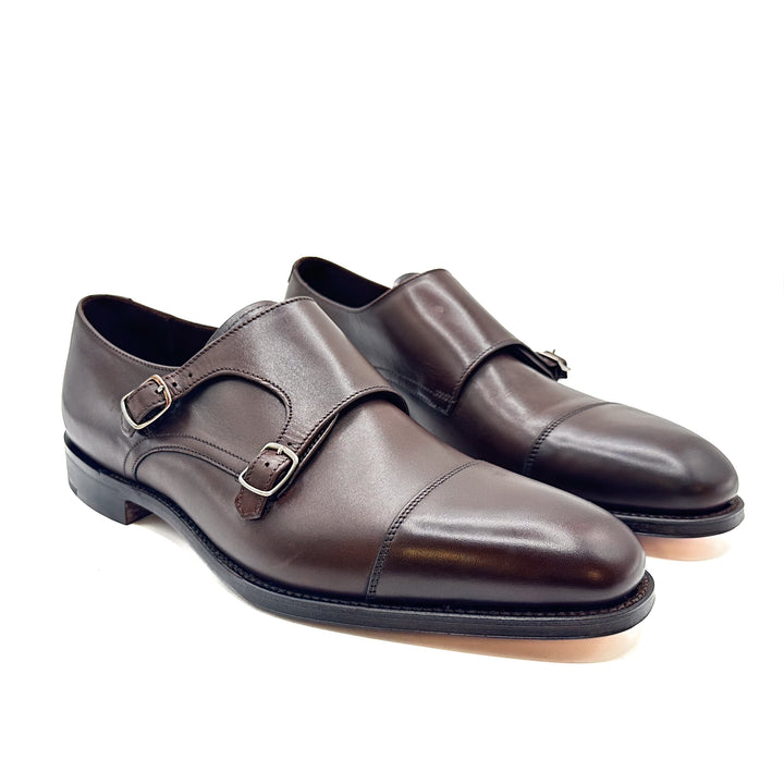 Cannon Dark Brown Burnished Calf Leather Double Monk