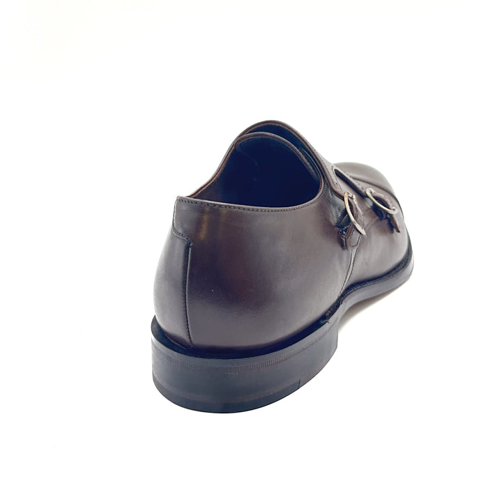 Cannon Dark Brown Burnished Calf Leather Double Monk