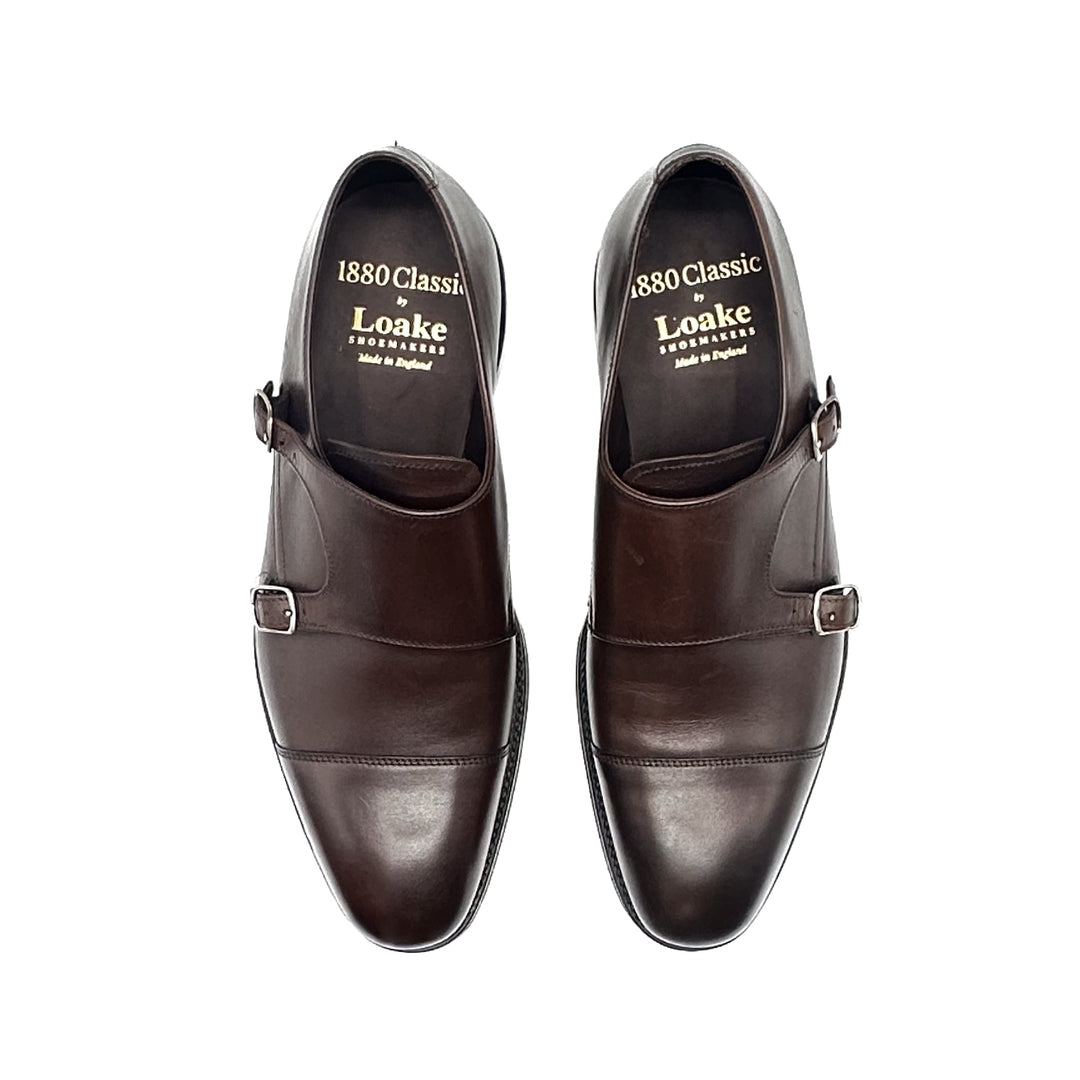 Cannon Dark Brown Burnished Calf Leather Double Monk