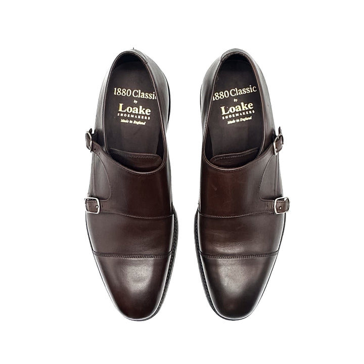 Cannon Dark Brown Burnished Calf Leather Double Monk