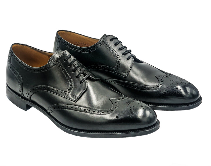 Grosvenor Onyx Black Calf Leather Derby Brogue