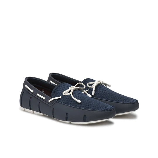 Braided Lace Loafer - Navy/White
