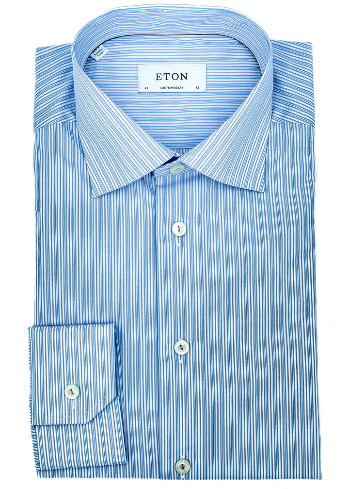 Contemporary Fit Multi Striped Poplin