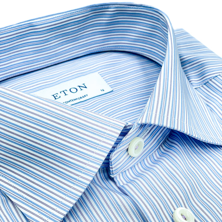 Contemporary Fit Multi Striped Poplin