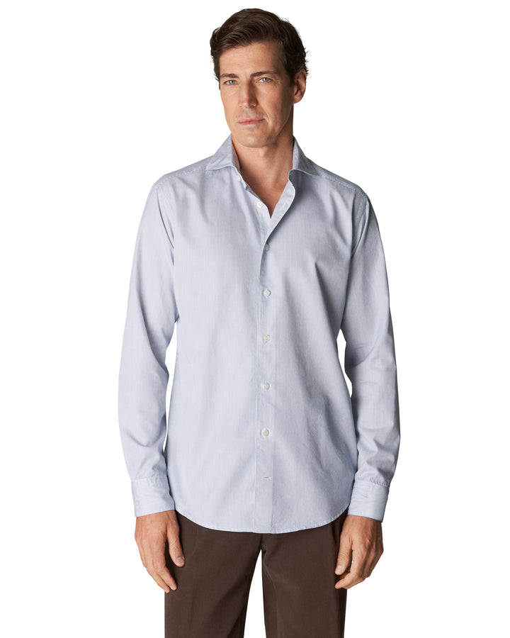 Slim Fit Casual Striped Cotton and Lyocell