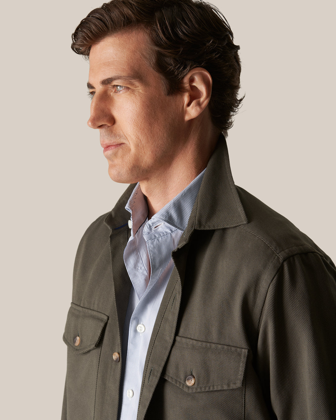 Slim Fit Casual Striped Cotton and Lyocell