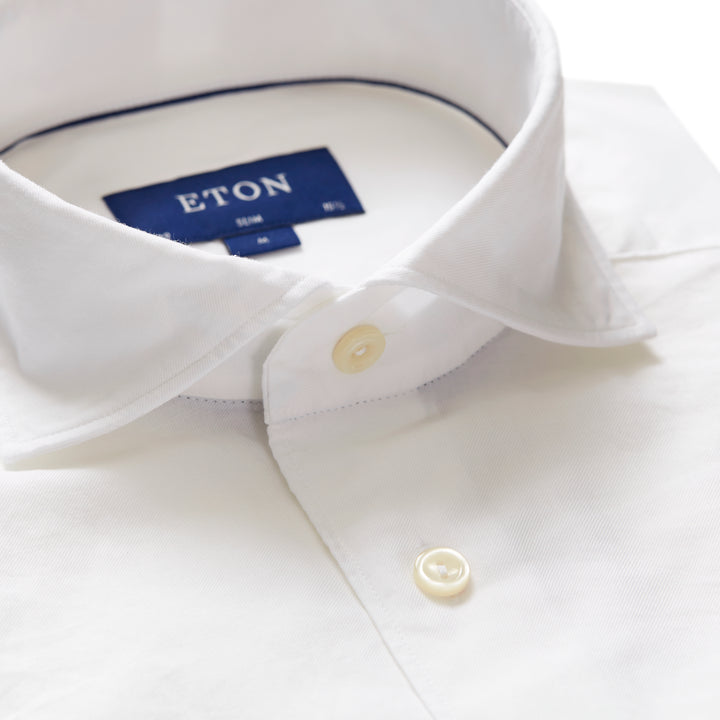 Slim Fit Casual Cotton and Silk Twill