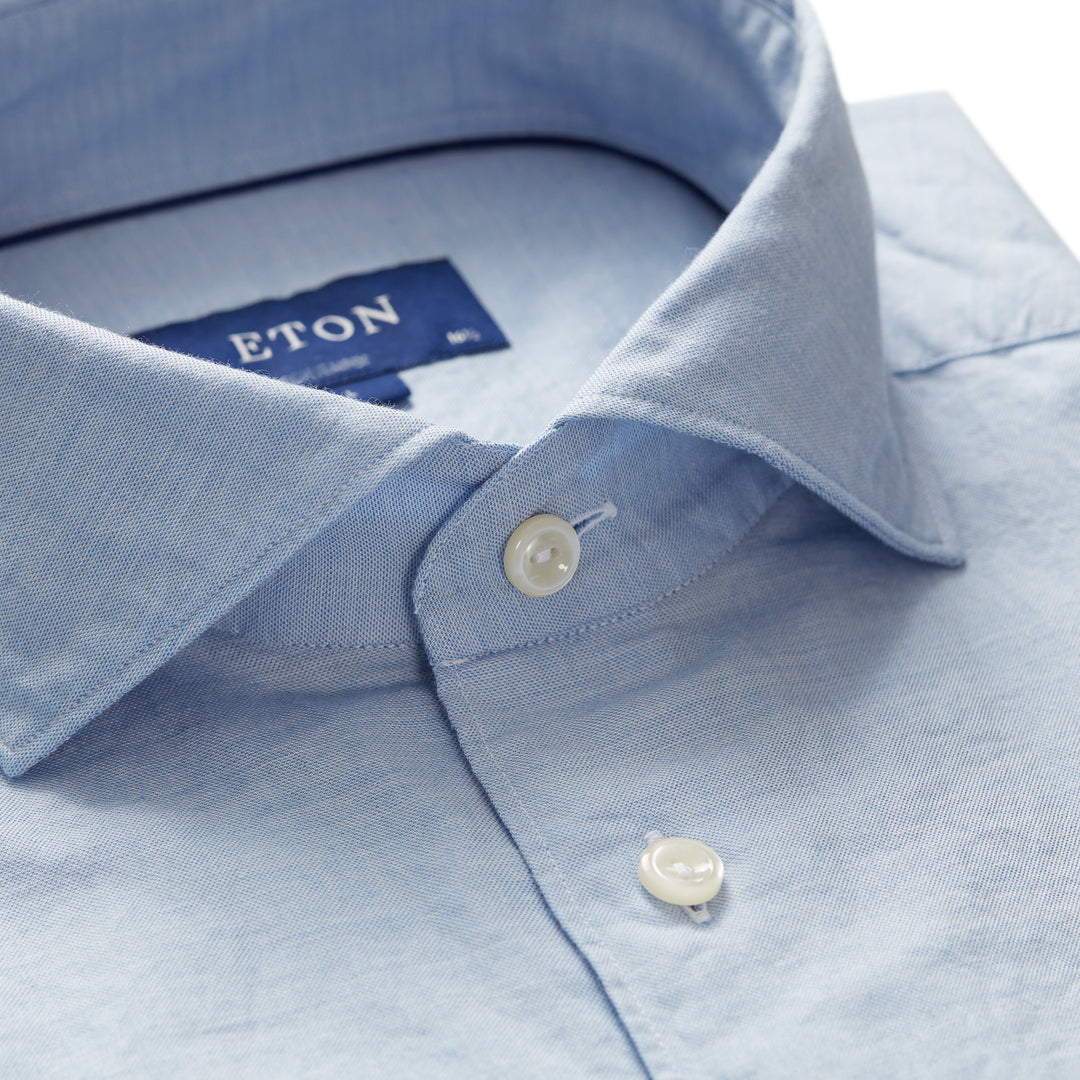 Slim Fit Casual Cotton and Silk Twill