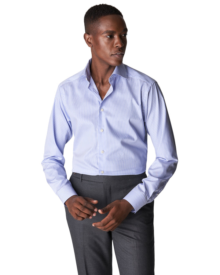 Slim Fit Striped Fine Twill