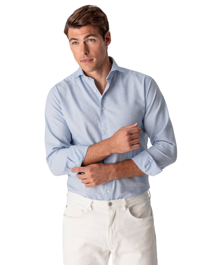 Slim Fit Casual Cotton and Silk Twill
