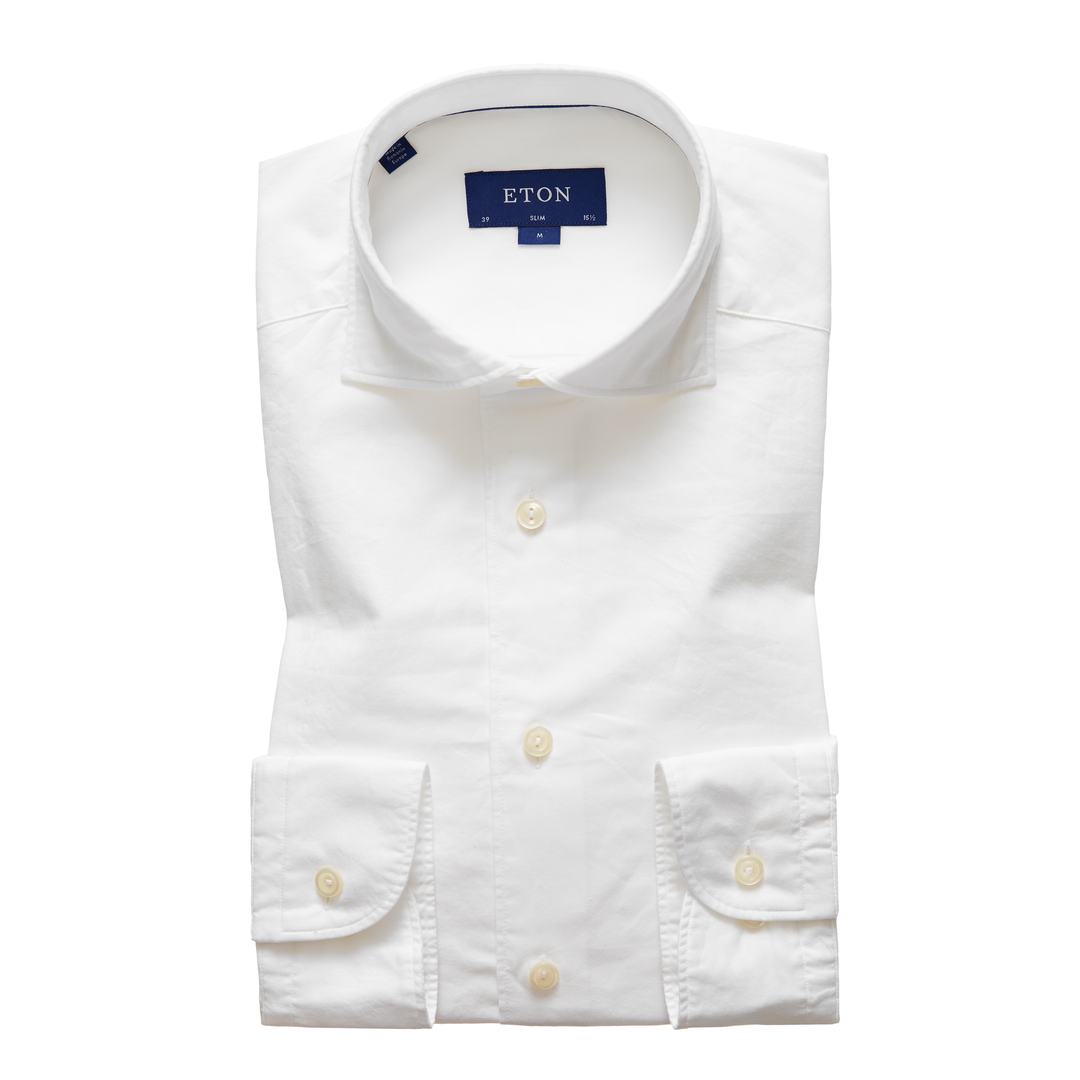 Slim Fit Casual Cotton and Silk Twill