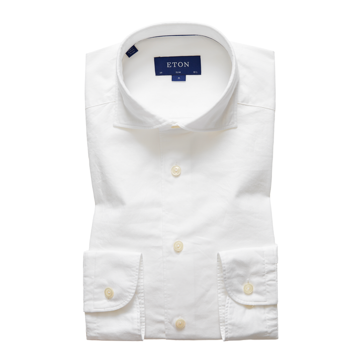 Slim Fit Casual Cotton and Silk Twill