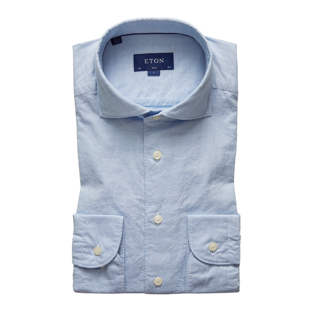 Slim Fit Casual Cotton and Silk Twill